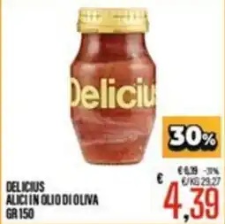 Supermercati EffePiù Delicius Alici in olio di oliva offerta