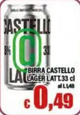 Top Supermercati Birra Castello Lager Latt offerta