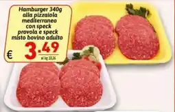 Ipercarni Hamburger alla pizzaiola mediterraneo con speck provola e speck misto bovino adulto offerta