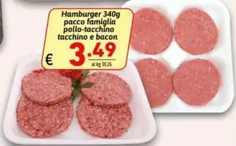 Ipercarni Hamburger pacco famiglia pollo-tacchino tacchino e bacon offerta