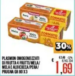 Supermercati EffePiù Plasmon omogeneizzati di frutta 4 frutti offerta