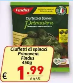 Ipercarni Ciuffetti di spinaci Primavera Findus offerta