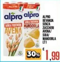 Supermercati EffePiù Alpro bevanda senza zuccheri avena/soia/mandorla offerta