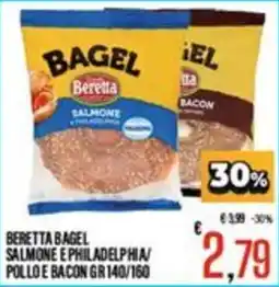 Supermercati EffePiù Beretta Bagel Salmone e Philadelphia/Pollo e Bacon offerta