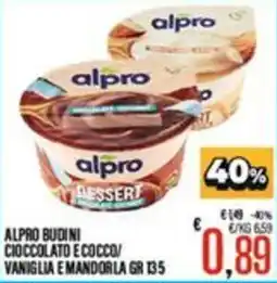 Supermercati EffePiù Alpro budini cioccolato e cocco vaniglia e mandorla offerta