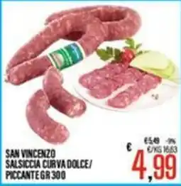 Supermercati EffePiù San Vincenzo Salsiccia Curva Dolce/Piccante offerta