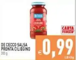 Supermercati Agorà De Cecco salsa pronta ciliegino offerta