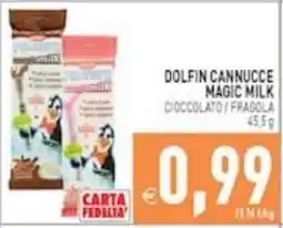 Supermercati Agorà Dolphin Cannucce Magic Milk Cioccolato / Fragola offerta