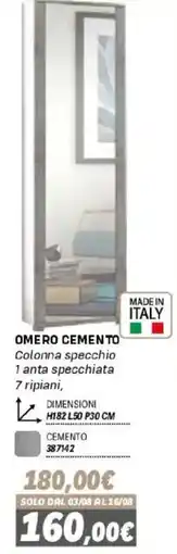 Orizzonte Omero Cemento Colonna specchio offerta
