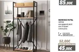 Orizzonte Ingresso metal con appendi abiti con 3 ripiani colore pino offerta
