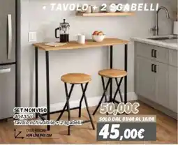 Orizzonte Set Monviso Tavolo richiudibile + 2 sgabelli offerta