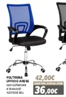 Orizzonte Poltrona ufficio arese con schienale e braccioli 420928 Blu offerta