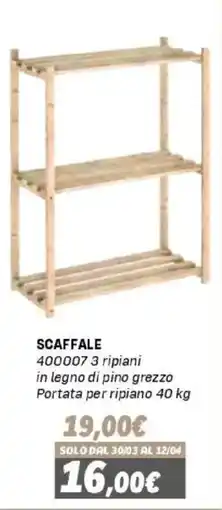 Orizzonte Scaffale 400007 3 ripiani in legno di pino grezzo offerta