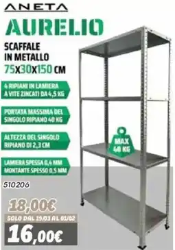 Orizzonte Aneta Aurelio scaffale in metallo offerta