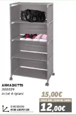 Orizzonte Armadetto in tnt 4 ripiani offerta