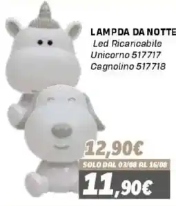 Orizzonte Lampada da notte Led Ricaricabile Unicorno 517717 Cagnolino 517718 offerta