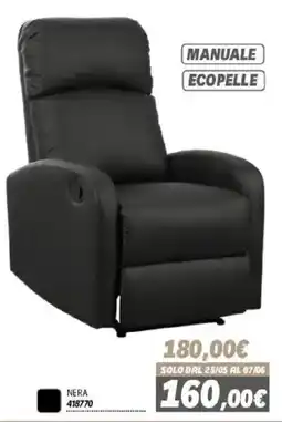 Orizzonte Sedia relax manuale ecopelle nera offerta