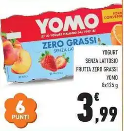 Conad City Yogurt senza lattosio frutta zero grassi Yomo offerta