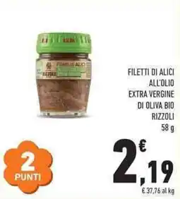 Conad City Filetti di alici all'olio extra vergine di oliva bio Rizzoli offerta