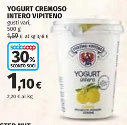 Coop Yogurt cremoso intero Vipiteno offerta
