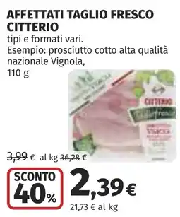 Coop Affettati taglio fresco Citterio offerta