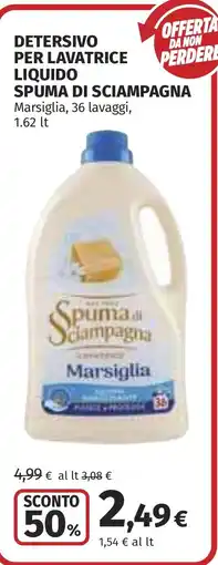 Coop Detersivo per lavatrice liquido Spuma di Sciampagna Marsiglia offerta