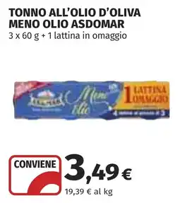 Coop Tonno all'olio d'oliva meno olio Asdomar offerta