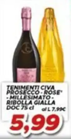 MA Supermercati Tenimenti Civa Prosecco Rose' Millesimato Ribolla Gialla offerta