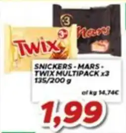 MA Supermercati Snickers - Mars - Twix multipack offerta