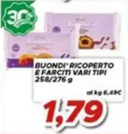 MA Supermercati Buondi' ricoperto e farciti vari tipi offerta