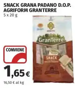 Coop Superstore Snack grana padano d.o.p. agriform granterre offerta