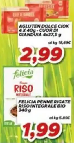 MA Supermercati Felicia Penne Rigate Riso Integrale Bio offerta