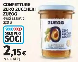 Coop Confettura zero zuccheri Zuegg offerta