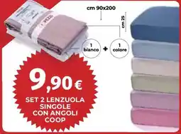 Coop Superstore Set 2 lenzuola singole con angoli Coop offerta