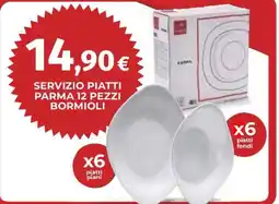 Coop Superstore Servizio piatti Parma 12 pezzi Bormioli offerta