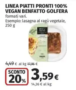 Coop Superstore Linea piatti pronti 100% vegan benfatto golfera offerta
