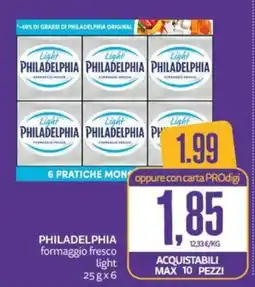 PRO7 Supermercati Philadelphia formaggio fresco light offerta
