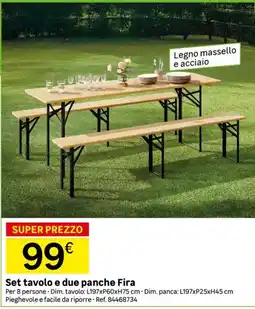 Leroy Merlin Set tavolo e due panche Fira offerta