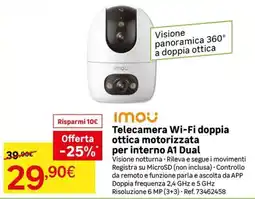 Leroy Merlin Imou telecamera Wi-Fi doppia ottica motorizzata per interno A1 Dual offerta
