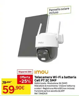 Leroy Merlin Telecamera Wi-Fi a batteria Cell PT 2C 5MP offerta