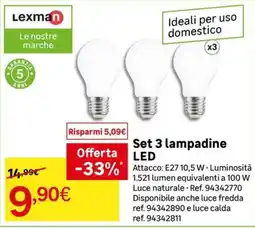 Leroy Merlin Set 3 lampadine LED offerta