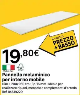 Leroy Merlin Pannello melaminico per interno mobile offerta