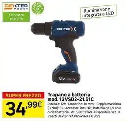 Leroy Merlin Trapano a batteria Dexter offerta