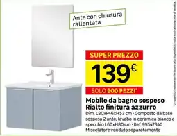 Leroy Merlin Mobile da bagno sospeso Rialto finitura azzurro offerta