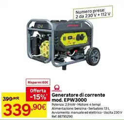 Leroy Merlin Generatore di corrente mod. EPW3000 Pramac offerta