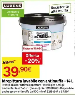 Leroy Merlin Idropittura lavabile con antimuffa Luxens offerta