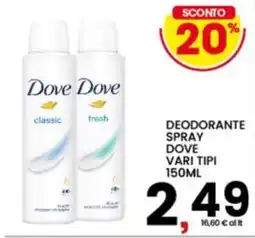 Interspar Deodorante spray Dove vari tipi offerta