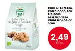 Interspar Frollini di farro con gocce di cioccolato biologici Despar Scelta Verde Bio,Logico offerta