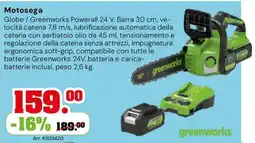 TuttoGiardino Motosega Globe / Greenworks Powerall 24 V offerta