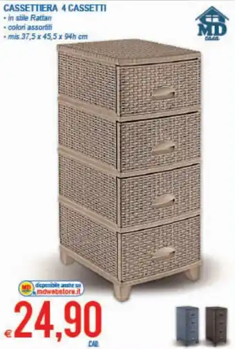 MD Discount Cassettiera 4 Cassetti offerta